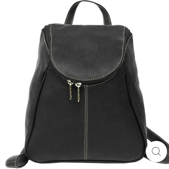 Piel Leather Black U-Zip Backpacks - Picture 1 of 11